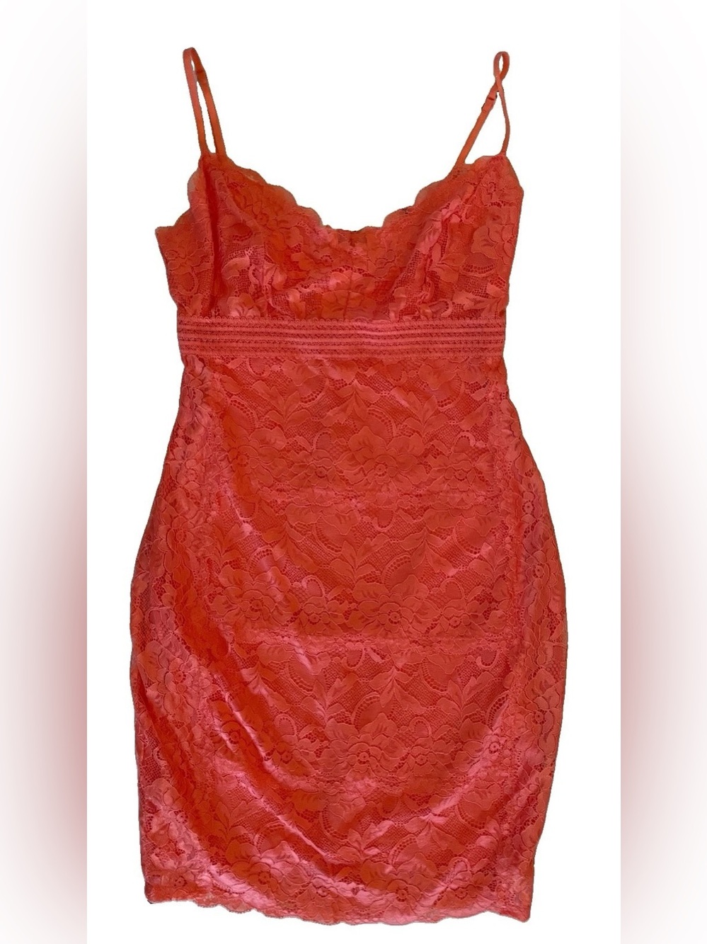 Guess Coral Peach Lace Mini Dress